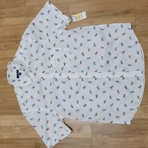 Club Room short sleeve button down shirt with small airplane pattern